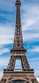 Eiffel Tower with a blue sky background, perfect for travel enthusiasts.