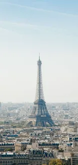 Eiffel Tower under clear blue sky with cityscape