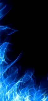 Electric blue flame pattern on a black background for mobile wallpaper.