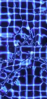 Electric blue grid pattern with abstract design.