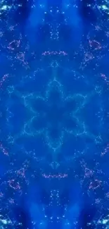 Electric blue kaleidoscope design mobile wallpaper with intricate patterns.