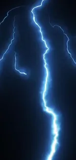 Electric blue lightning bolt on dark background wallpaper.