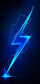 Electric blue lightning with dark background on phone wallpaper.