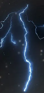 Electrifying blue lightning bolt on dark sky wallpaper.