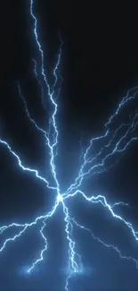 Electric blue lightning wallpaper with a dark background and striking energy bolts.