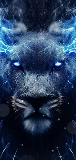 Electric blue lion with lightning effects wallpaper.