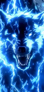 Electrifying blue wolf illustration, perfect for mobile.