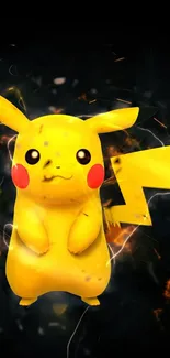 Dynamic wallpaper of Pikachu with electric sparks and vibrant colors.