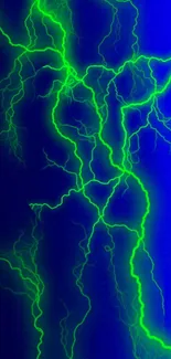 Electric green lightning on blue background wallpaper.