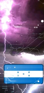 Purple lightning with Honduras flag overlay wallpaper.