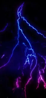 Vivid blue and pink lightning art wallpaper.