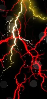 Red and yellow lightning bolts on a dark background wallpaper.