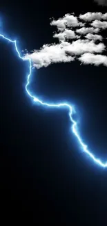 Striking lightning bolt over clouded dark sky wallpaper.