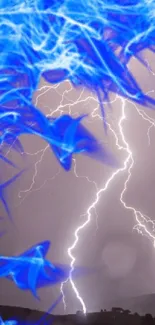 Vibrant blue lightning against a stormy sky, creating an electric phone wallpaper.