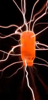 Dynamic electric plasma streams glowing in orange light.