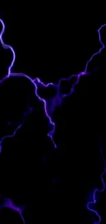 Purple lightning on black phone wallpaper, dynamic and electrifying.