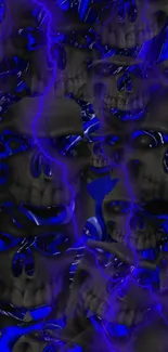 Electric blue skull wallpaper with lightning effects.