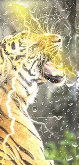 Roaring tiger with electric effects wallpaper.