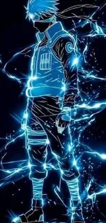 Anime character with electric blue glow