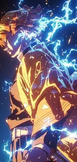 Anime character with electric blue lightning