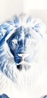 Lion in negative colors, striking blue effect.