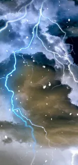 Dynamic mobile wallpaper with vivid lightning and storm clouds.