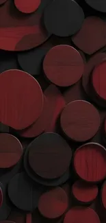 Abstract design with red and black circles on a mobile wallpaper background.