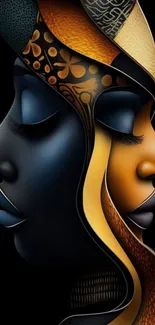 Colorful abstract faces artwork for mobile wallpaper.