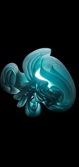 Elegant abstract blue swirl on black mobile wallpaper.