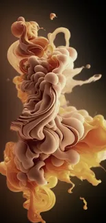 Elegant abstract mobile wallpaper with flowing beige and orange patterns.