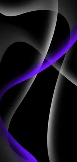 Sleek abstract black and purple swirl mobile wallpaper.