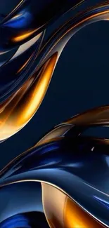 Abstract wallpaper with glossy metallic curves