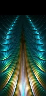 Elegant abstract teal and gold mobile wallpaper with modern design.