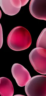 Abstract red bubbles on black background mobile wallpaper.