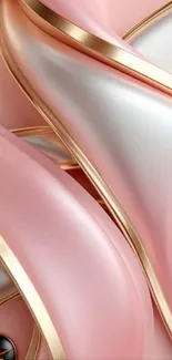 Elegant abstract swirl with pink and gold accents.