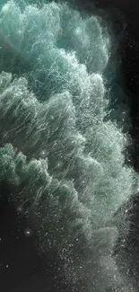 Abstract dark green wave wallpaper, elegant and artistic for mobile screens.