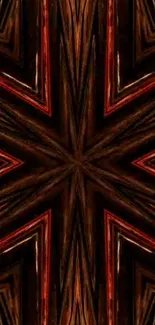 Abstract wood-themed wallpaper with rich brown and red patterns.