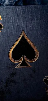 Ace of Spades card with elegant black design on textured background.