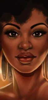 Elegant Afrocentric art portrait wallpaper for mobile.