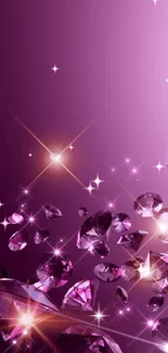 Elegant purple amethyst gem wallpaper with sparkling crystals.