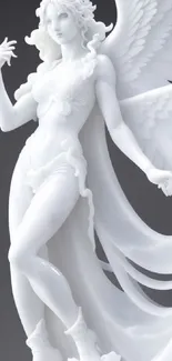 Elegant marble angel sculpture wallpaper for mobile devices.