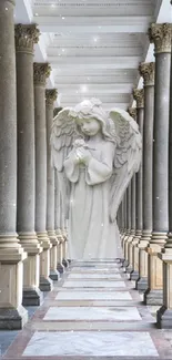 Elegant angel statue surrounded by columns.