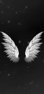 Elegant black background with white angel wings.