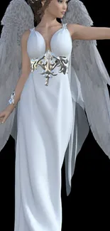 Elegant angelic figure with wings and flowing gown.