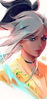 Elegant anime portrait with vibrant colors.