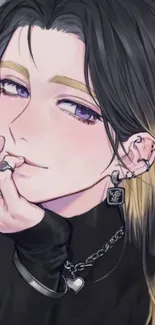 Elegant anime character with jewelry in high detail.