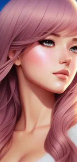 Anime character with pink hair in artistic style.