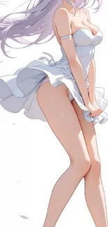 Anime character in elegant white dress
