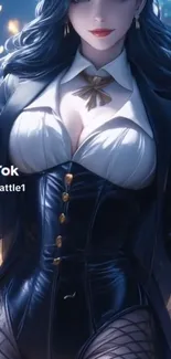 Anime character in elegant suit with blue accents