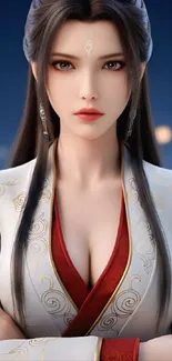 Elegant anime character portrait wallpaper in detailed style.